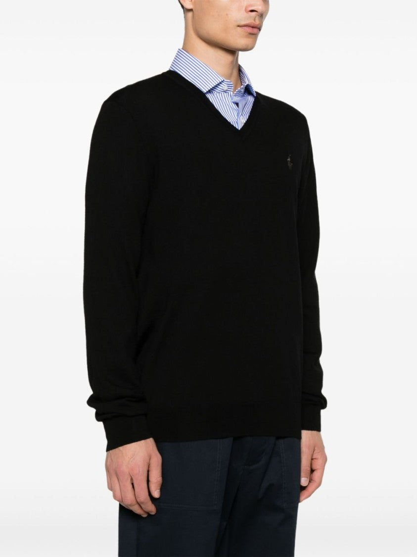 Polo Ralph Lauren V-Neck Wool Sweater With Embroidered Logo