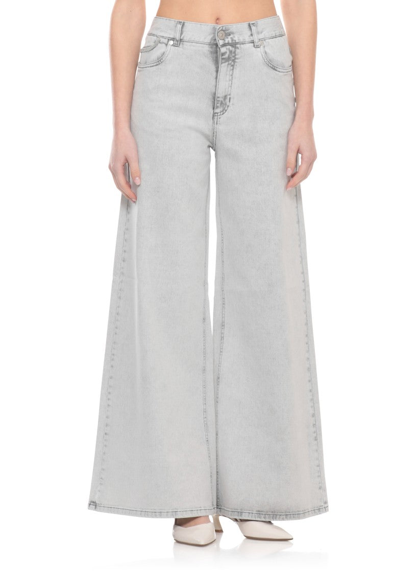 Panicale Grey Cotton Embellished Jeans