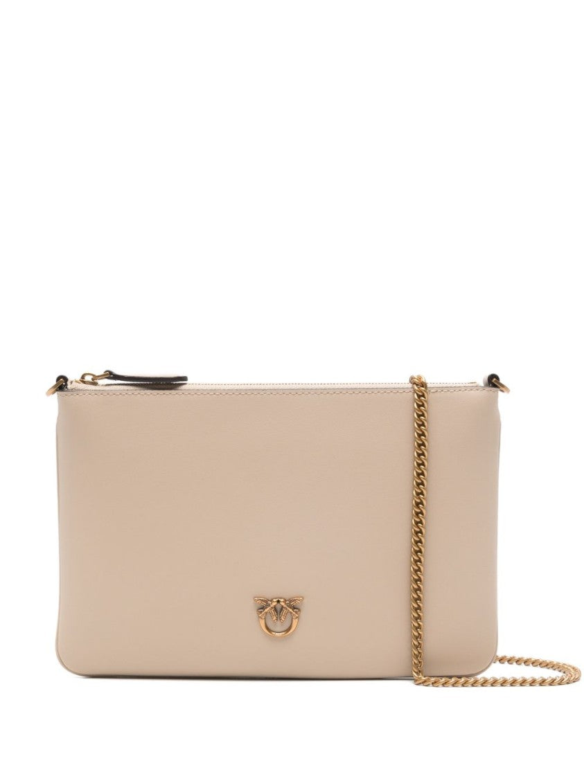 Pinko Beige Chain Link Gold-Tone Shoulder Bag