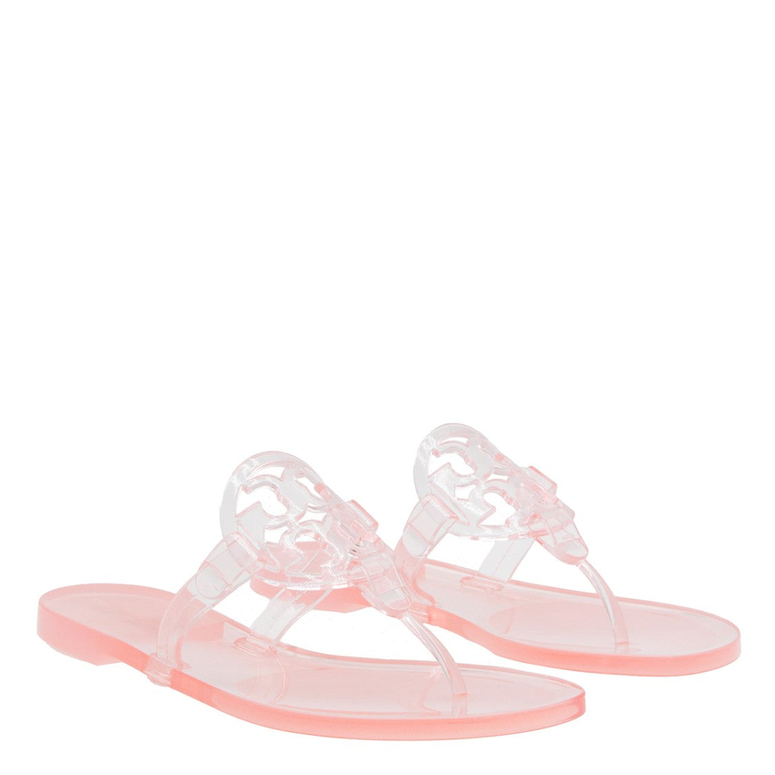 Tory Burch Pink Rubber Branded Strap Flat Sandals