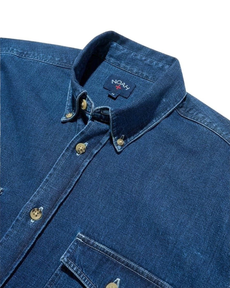 Noah Classic Denim Long-Sleeve Shirt With Button-Down Collar