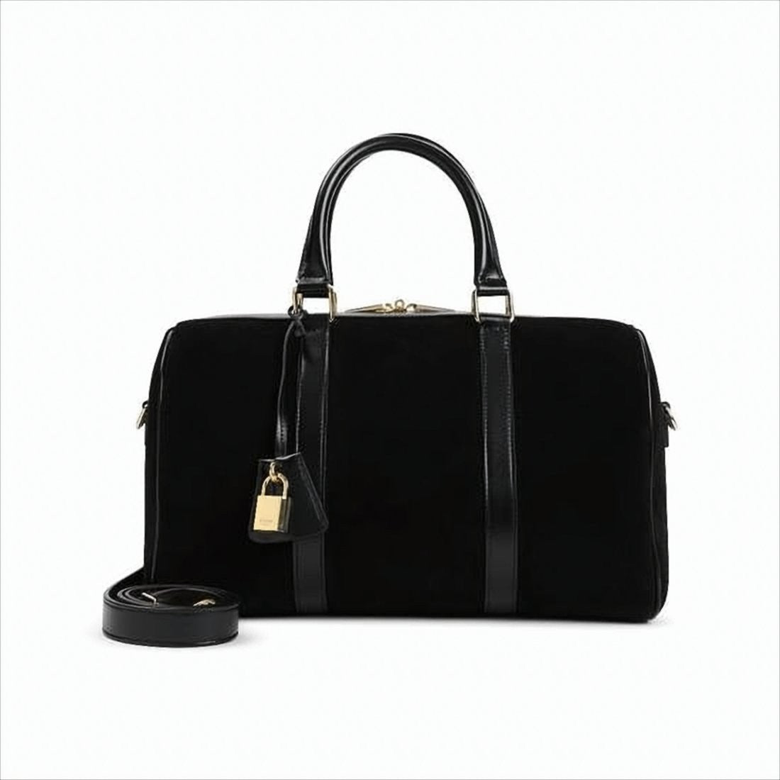 Celine Structured Black Calf Leather Tote Bag With Gold-Tone Hardware