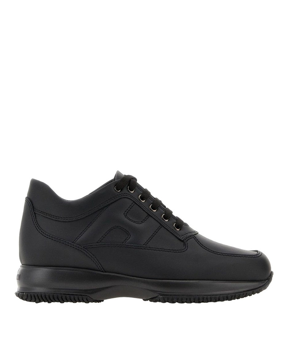 Hogan Contemporary Black Calfskin Sneakers With Elegant Design