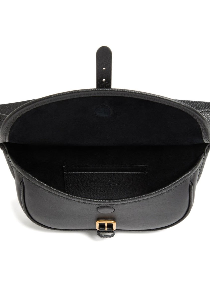 Valentino Garavani Curved Black Leather Belt Bag