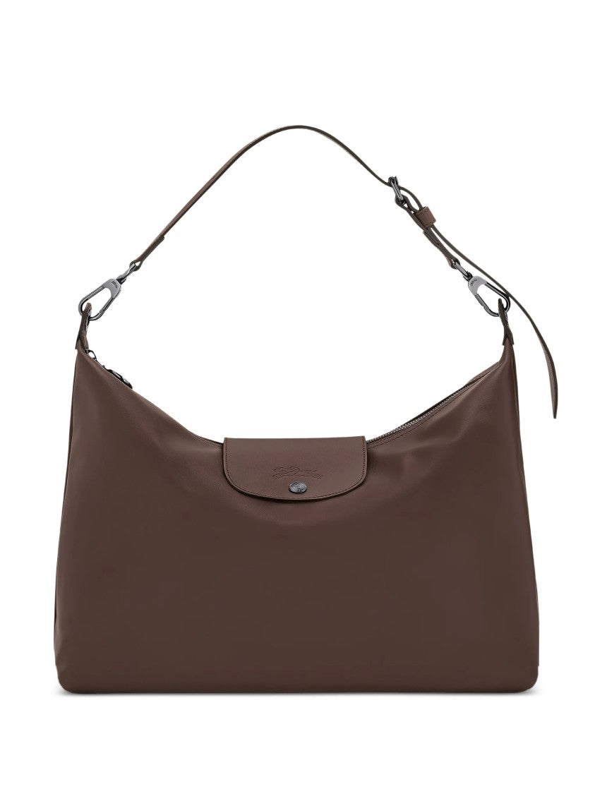 Longchamp Rectangular Brown Shoulder Bag With Adjustable Strap