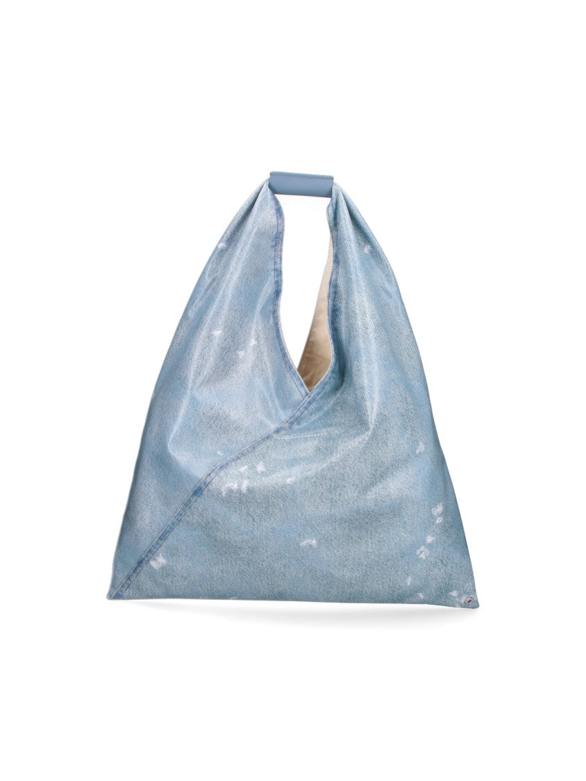 Mm6 By Maison Margiela Triangular Denim-Effect Bag With Structured Handle