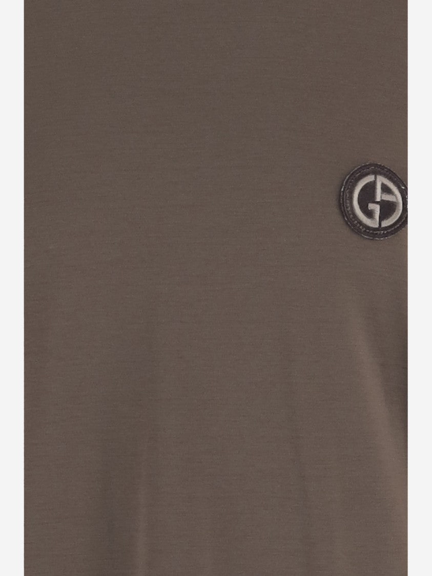 Giorgio Armani Cotton-Blend T-Shirt With Embossed Logo Detail