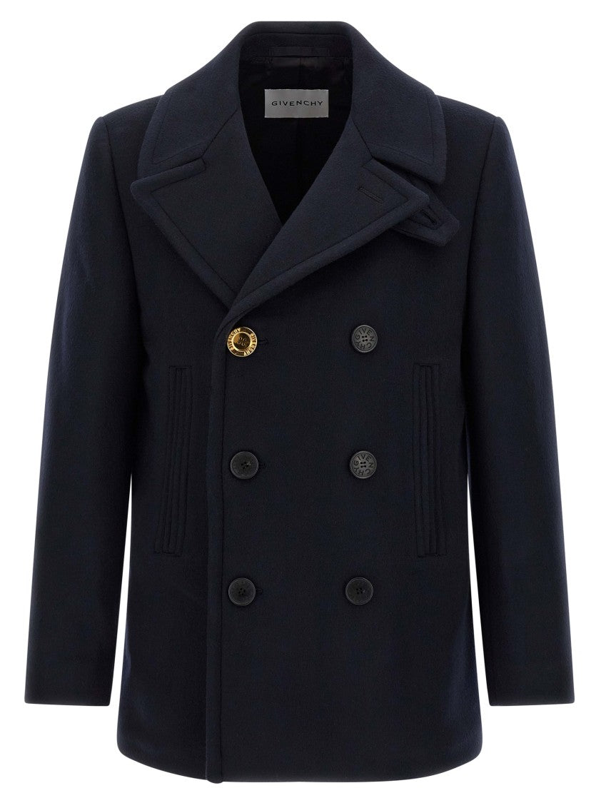Givenchy Double-Breasted Wool Caban With Gold Logo Detail