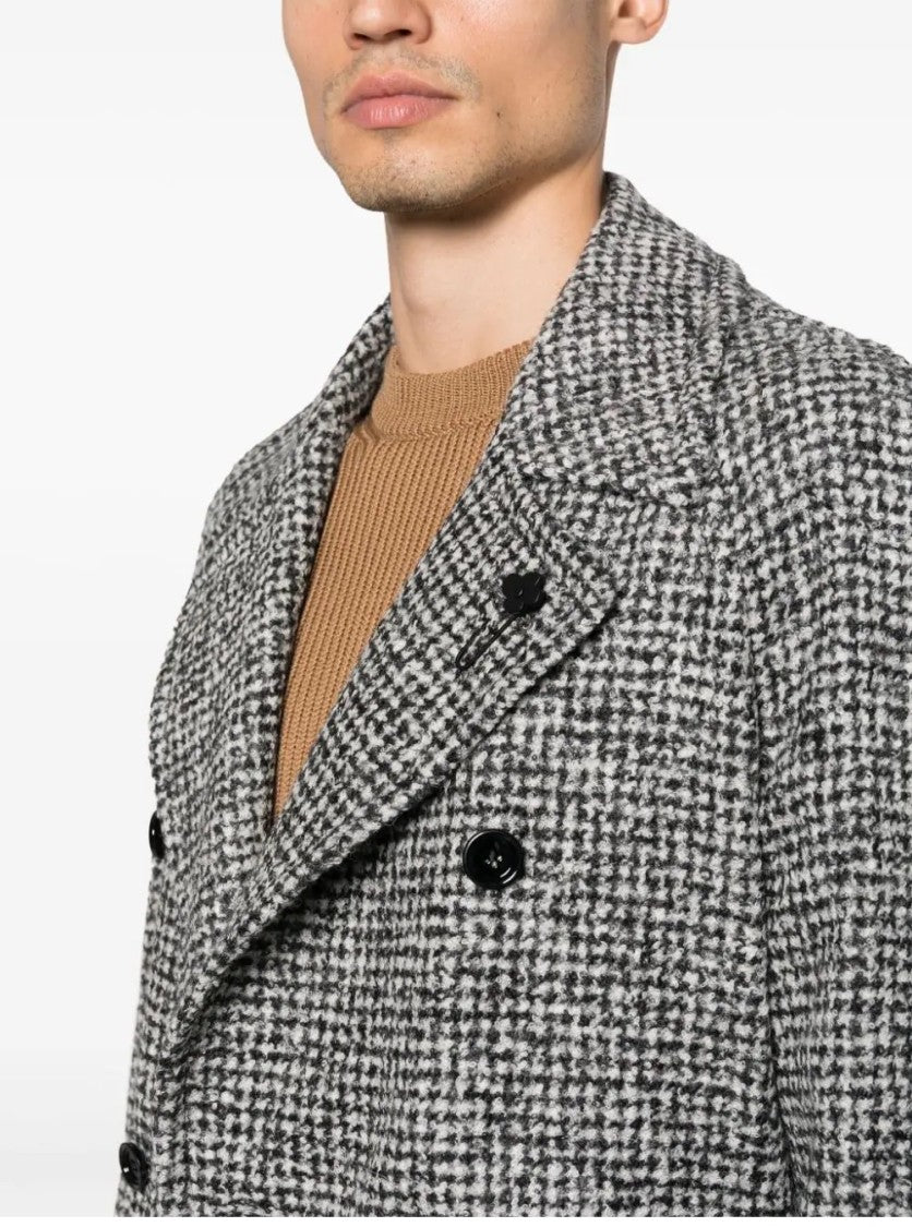 Lardini Double-Breasted Coat With Textured Fabric