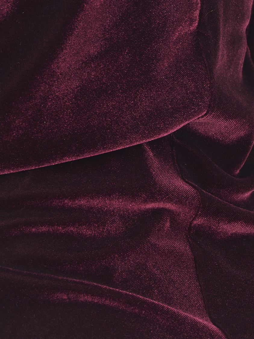 Forte Forte Burgundy Stretch Velvet Turtleneck T-Shirt With Fitted Silhouette