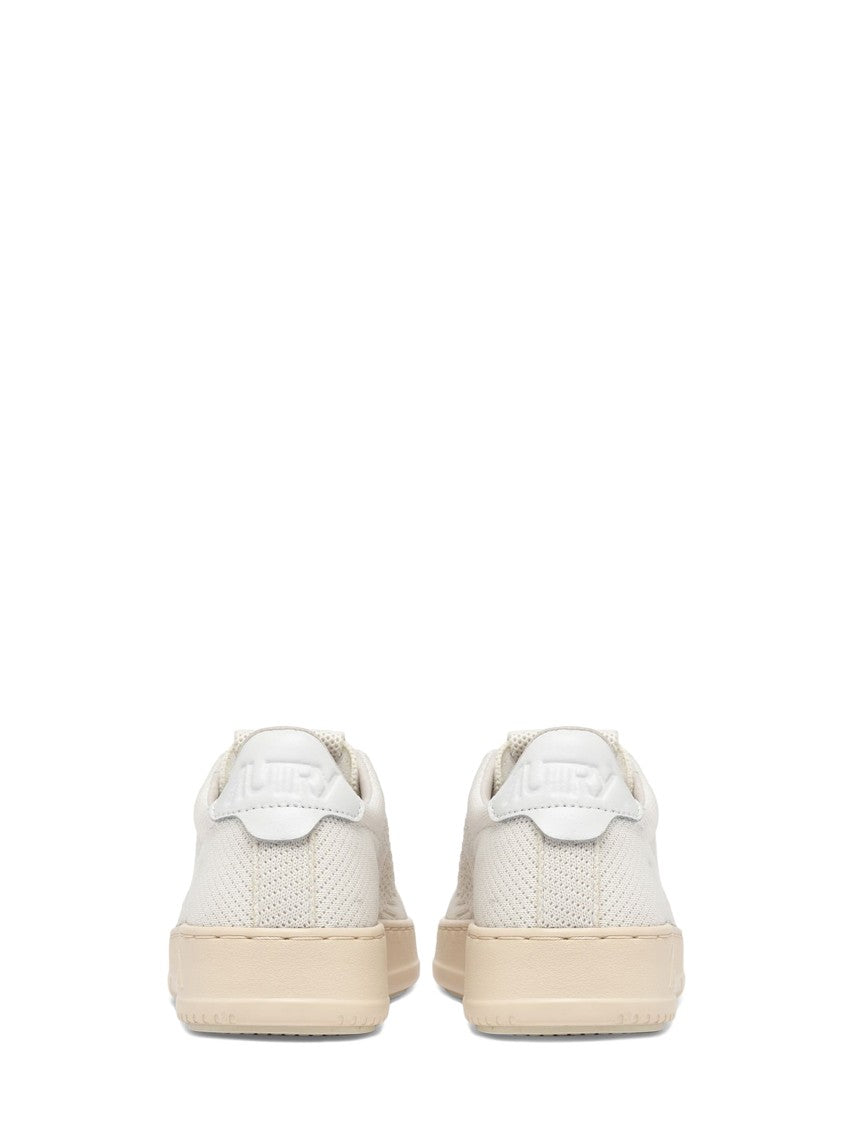 Autry Low-Top Sneakers With Knitted Upper And Leather Accents
