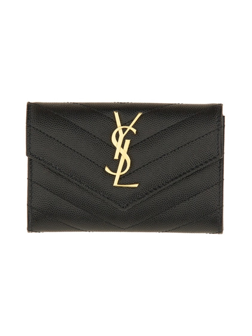 Saint Laurent Envelope-Style Small Wallet With Chevron Quilted Design