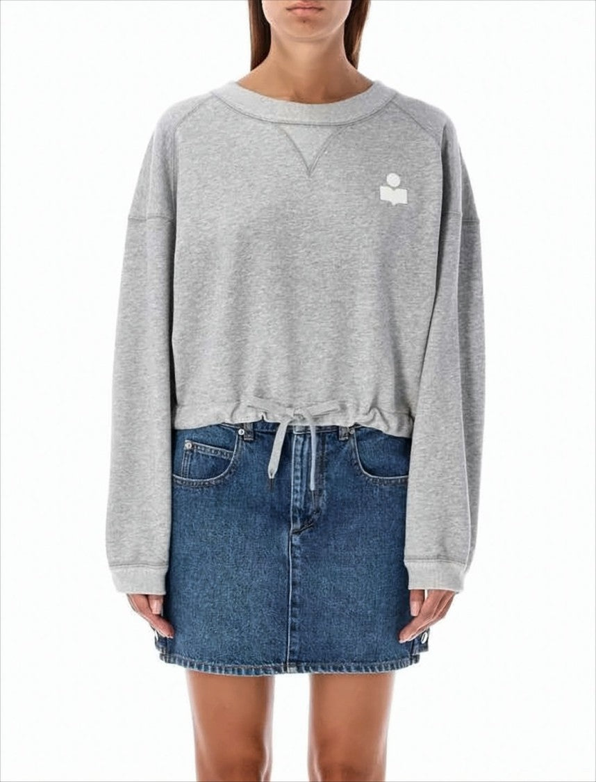 Isabel Marant Heather Grey Long-Sleeve Sweatshirt With Adjustable Drawstring Hem