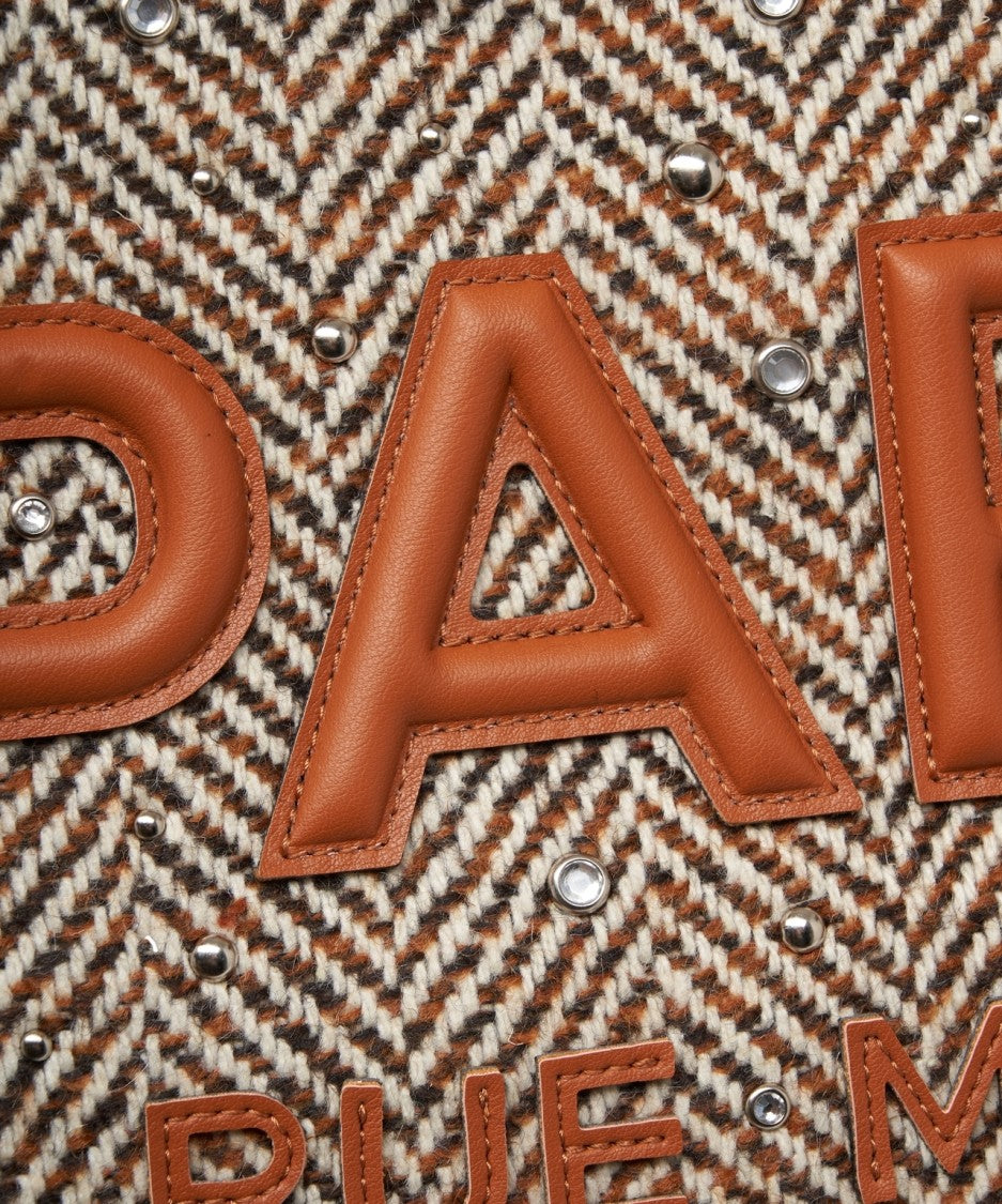 Rue Madame Houndstooth Shopper Bag With Fringed Edges