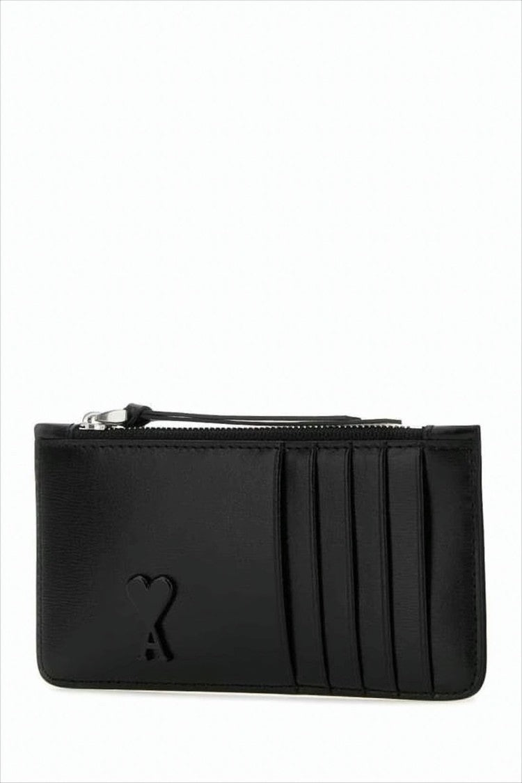 Ami Paris Smooth Calf Leather Rectangular Wallet With Minimalist Design