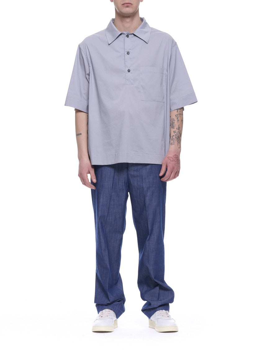 Hevo Light Grey Short Sleeve Cotton Overshirt