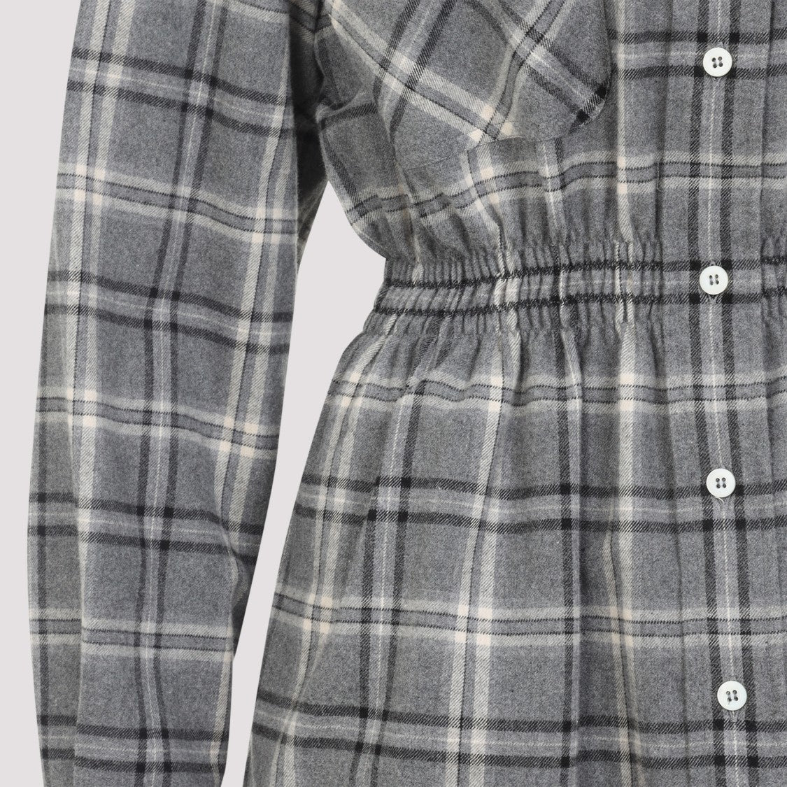 Miu Miu Grey Plaid Mini Dress With Contrasting Tan Collar