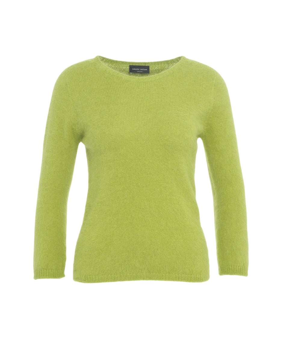 Roberto Collina Light Green Wool Blend Sweater With Classic Round Neckline