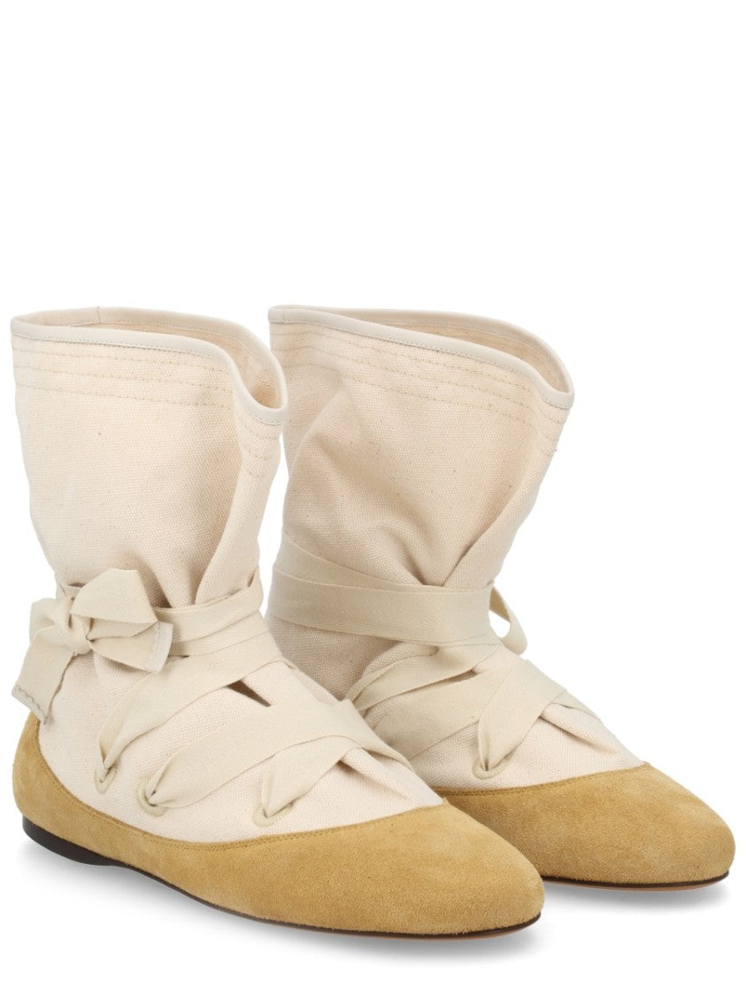 Isabel Marant Neutrals Letiz Slouchy Tie Cotton Boots