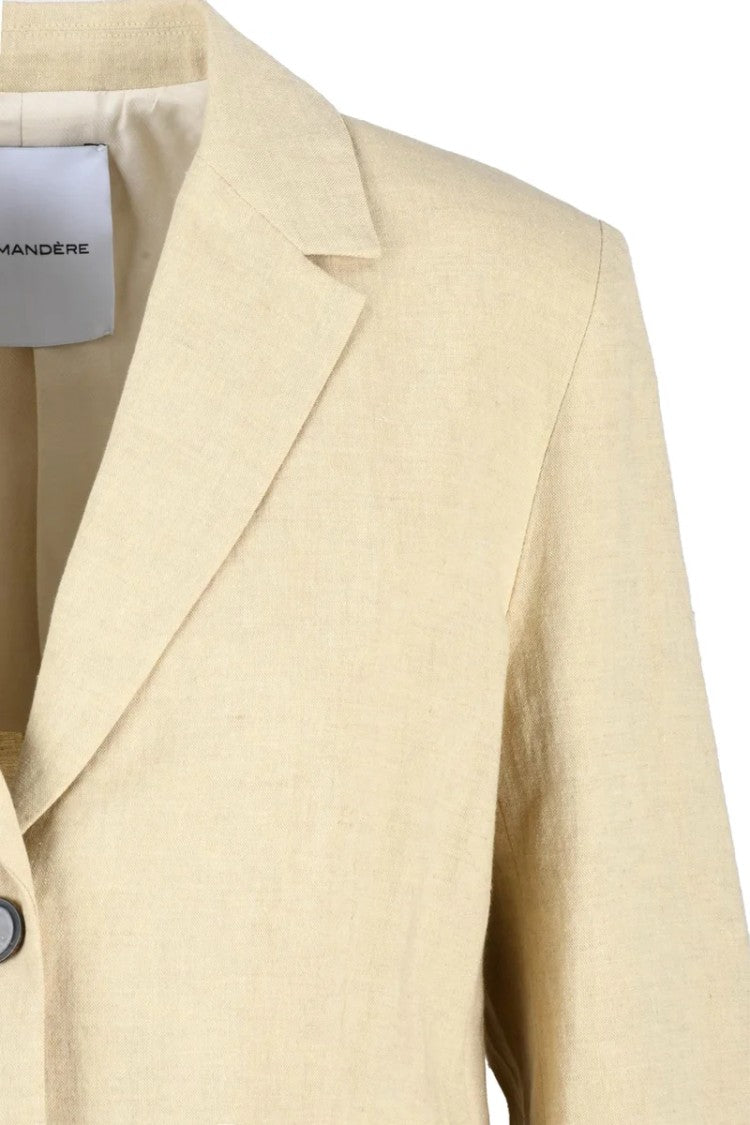 Pomandère Cropped Tailored Blazer With Textured Fabric
