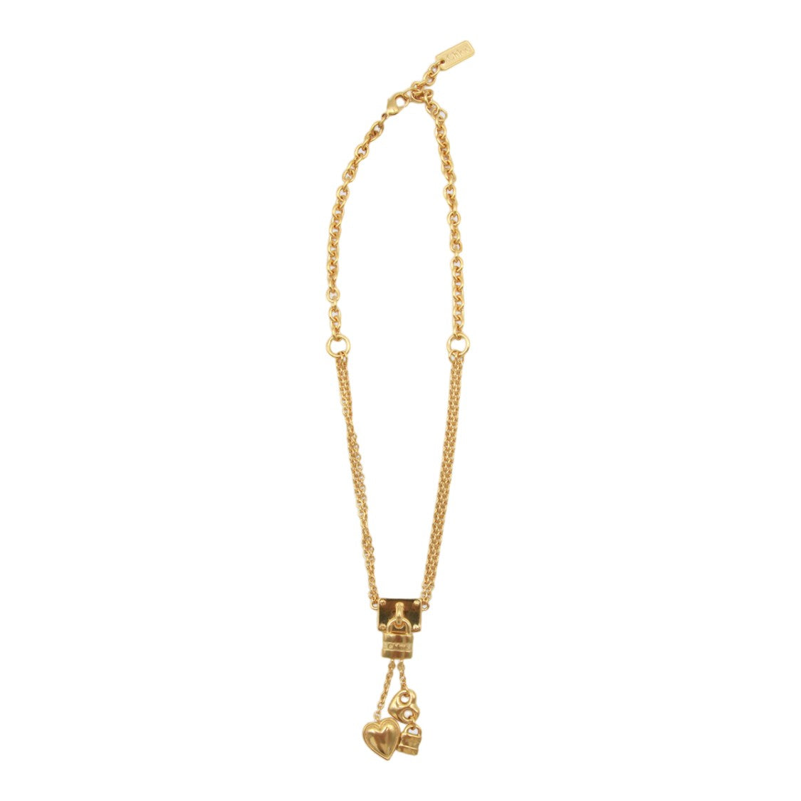 Chloé Gold-Tone Chain Necklace With Lock Pendant And Charms