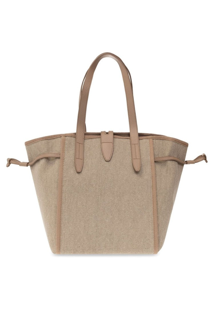 Furla Textured Fabric Handbag With Leather Accents