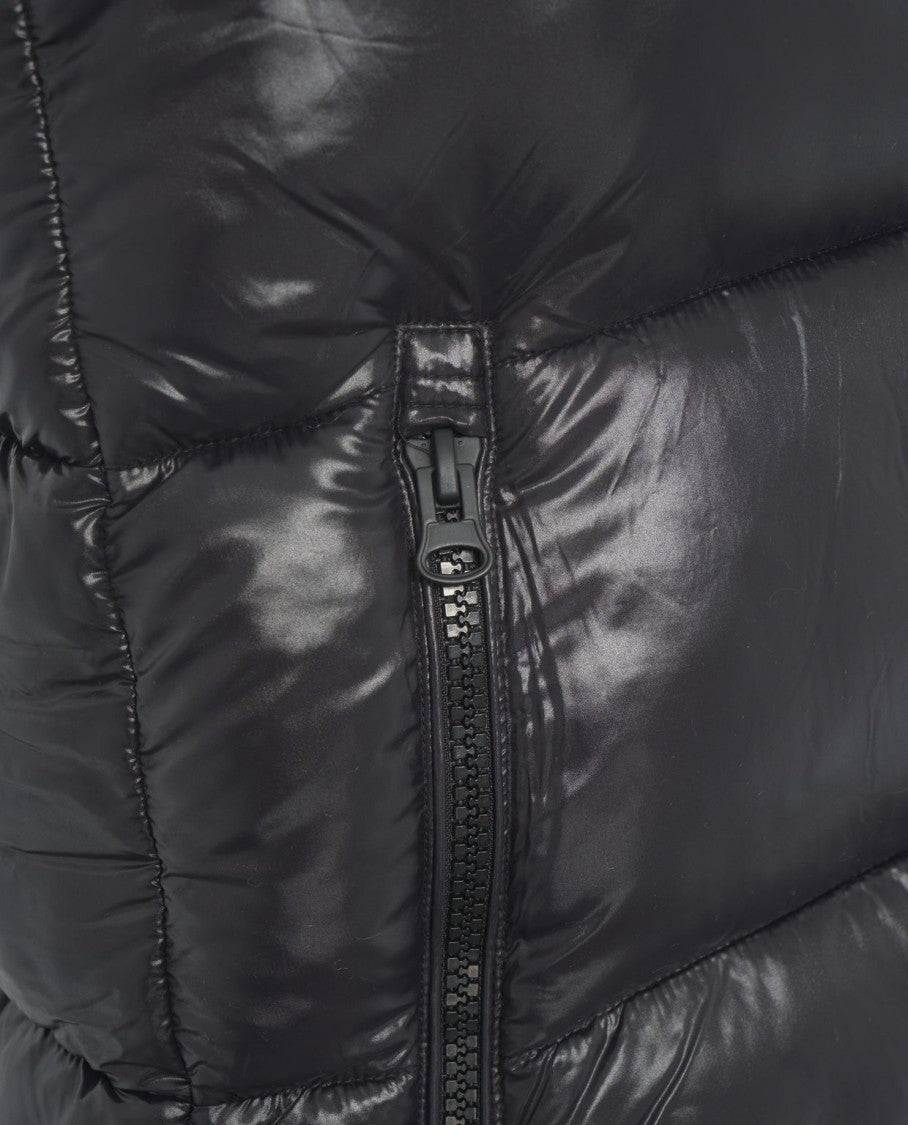 Save The Duck Long Quilted Gilet With Protective Hood And Dual-Slider Zipper