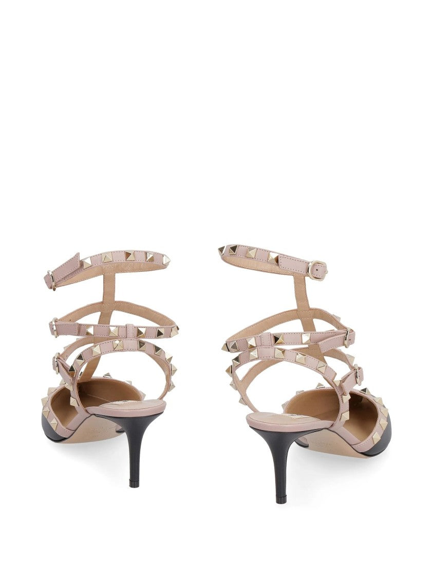 Valentino Pointed-Toe Leather Pumps With Pyramid Studs