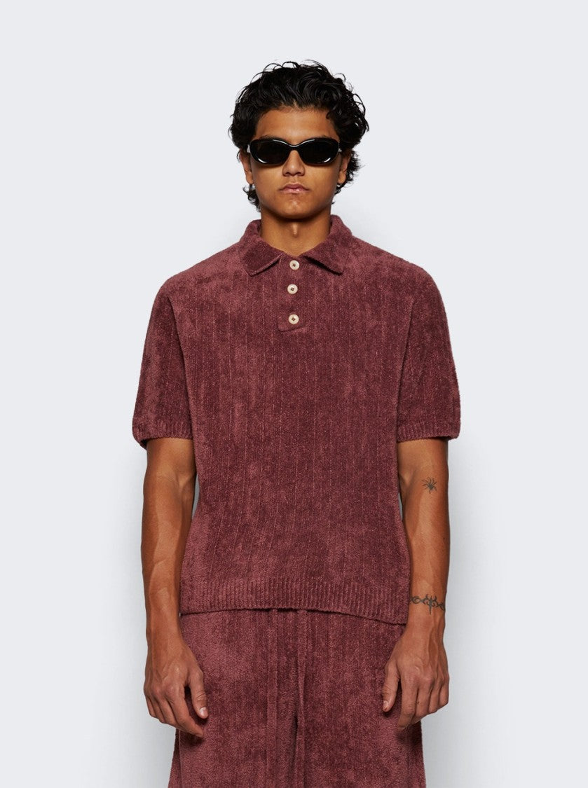 The Elder Statesman Chenille Rib Polo Shirt Napa