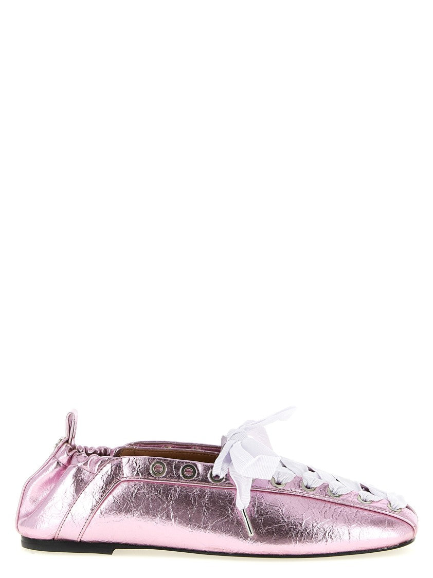 Ganni 'Lace-Up' Ballet Flats