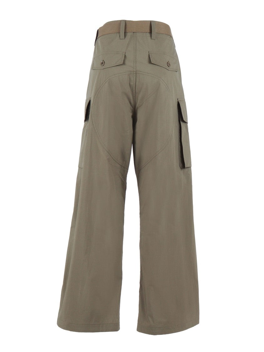 P.A.R.O.S.H. Wide Leg Cropped Belted Straight-Leg Pants