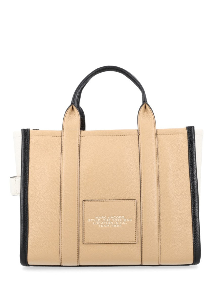 Marc Jacobs Neutrals Printed Text Contrast Trim Tote Bag
