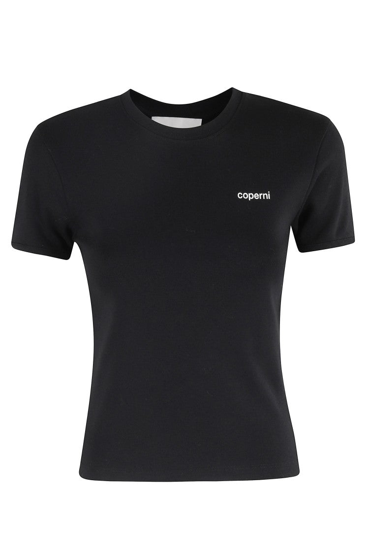 Coperni Black And White Cropped Cotton T-Shirt