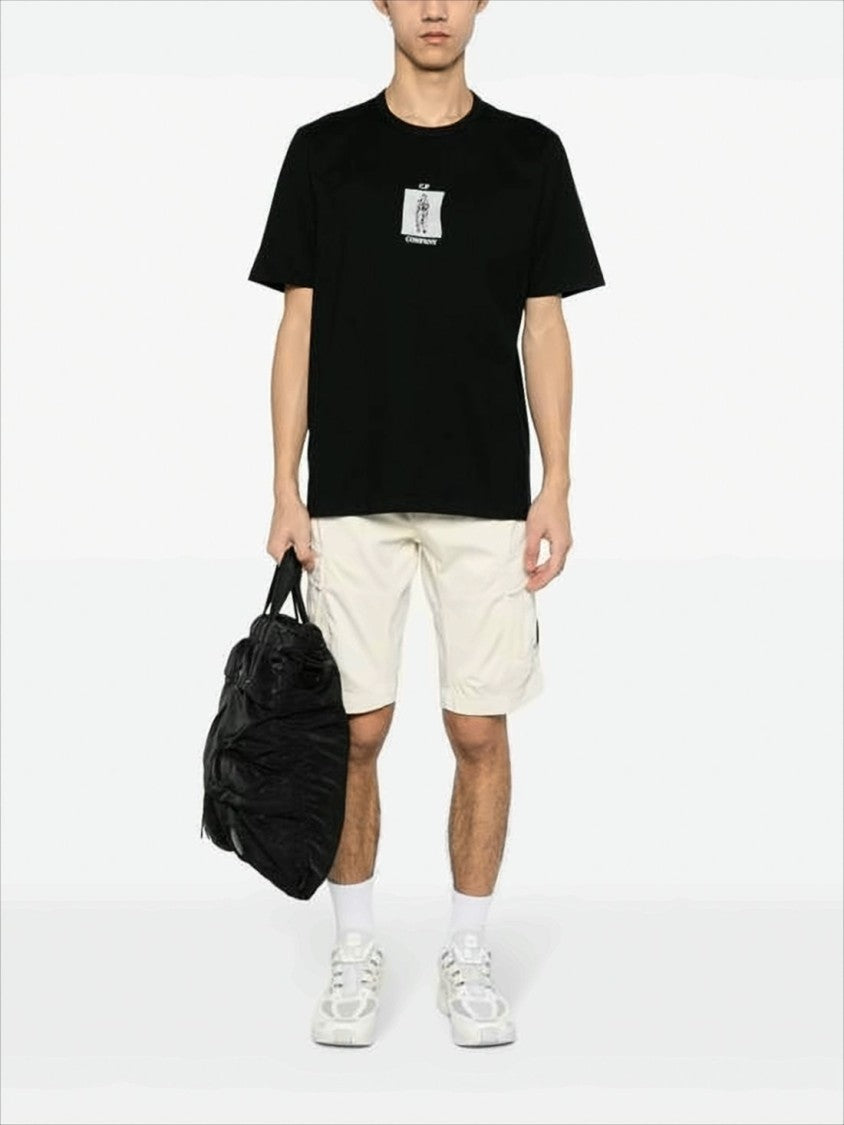 C.P. Company Structured Off-White Cargo Shorts With Distinctive Logo
