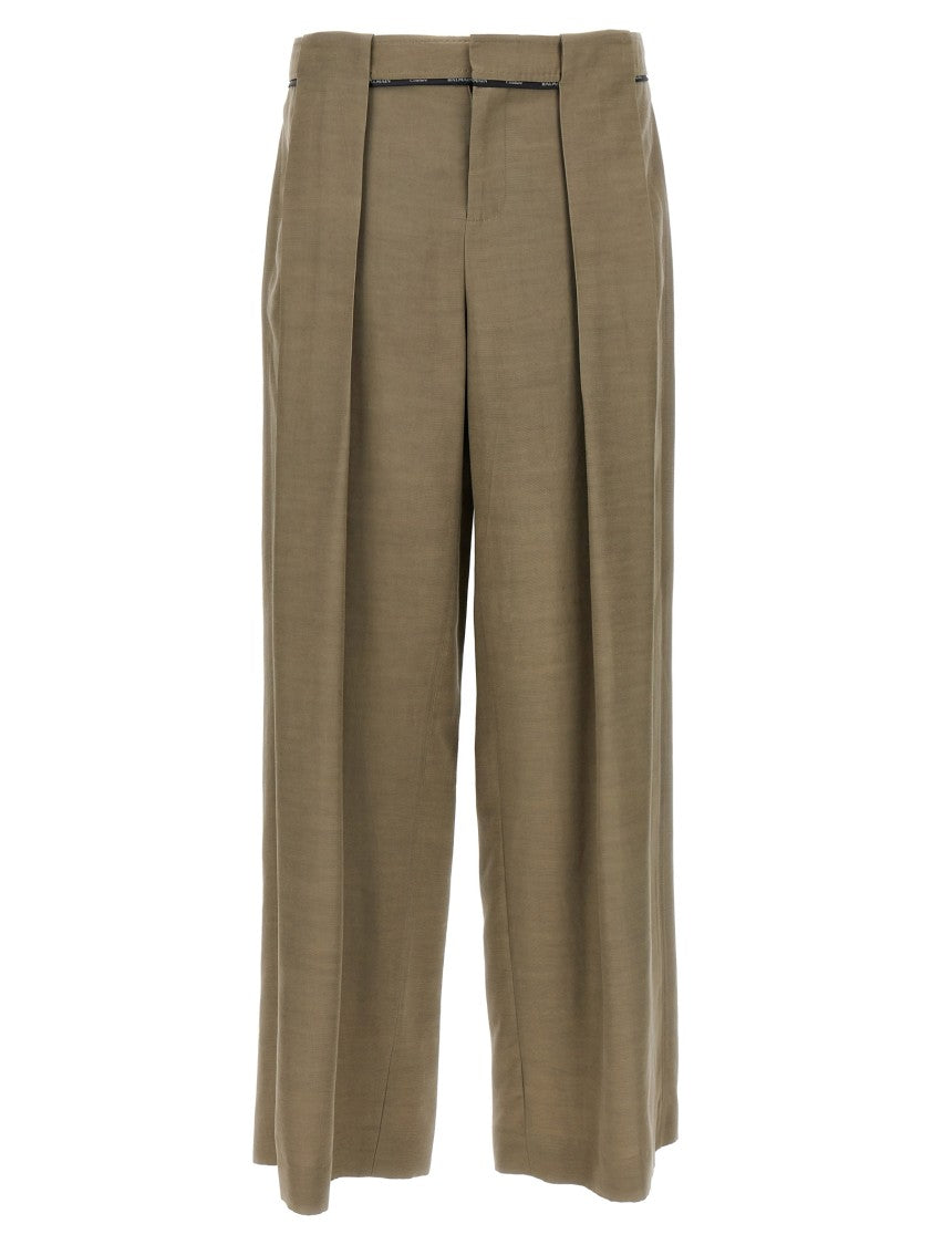 Balmain Palazzo-Style Cupro Trousers With Pleats