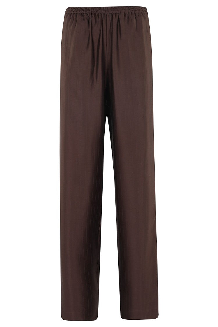 Loulou De Saison Brown Kadala Striped Satin Silk-Blend Straight-Leg Pants