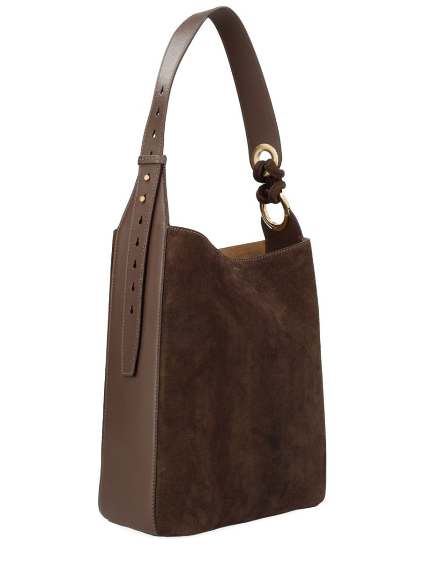 Anya Hindmarch Ringo Suede Smooth Leather Structured Handbag