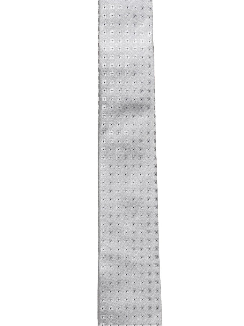 Emporio Armani Silk Tie With Subtle Dotted Pattern In Pearl Grey