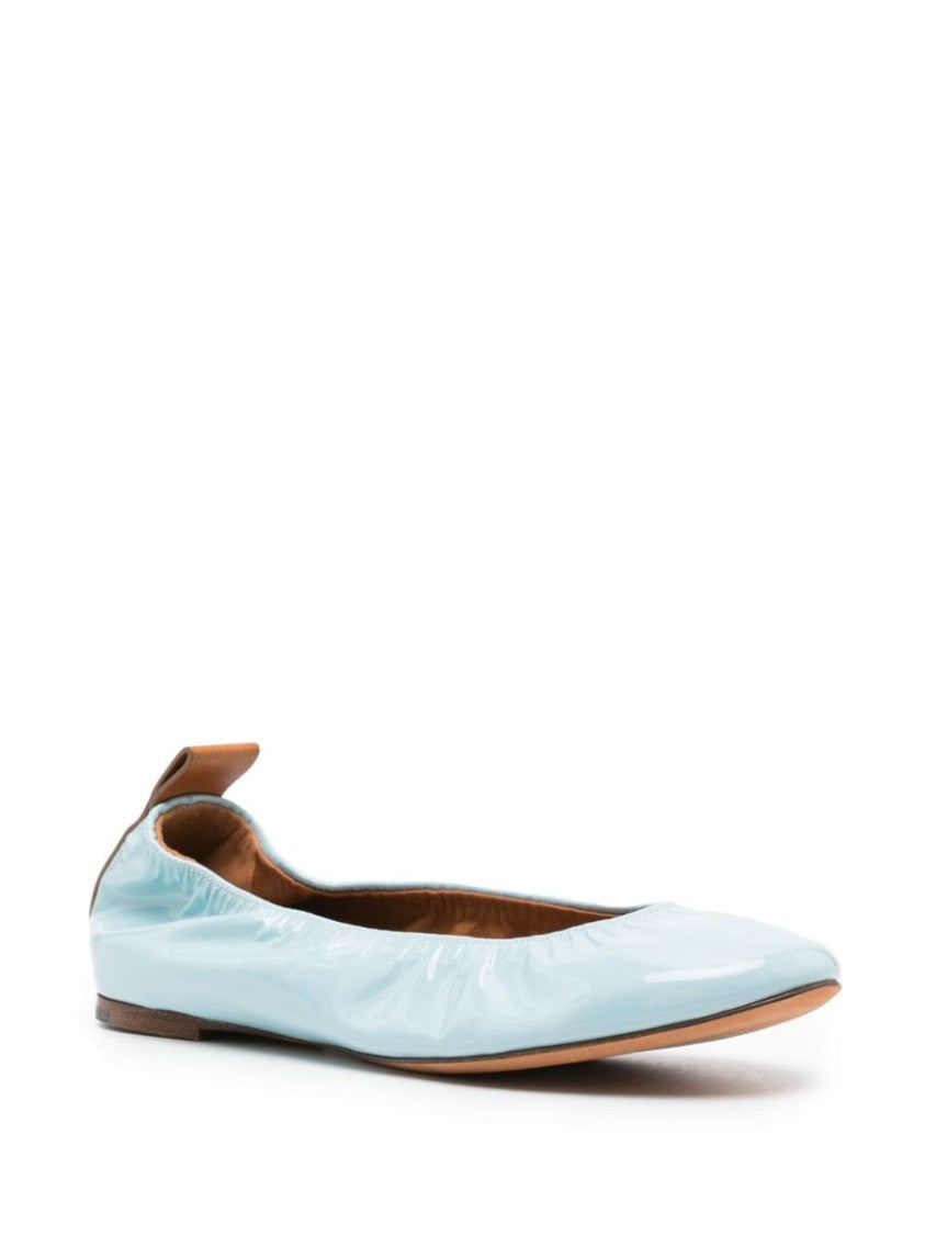 Lanvin Gathered Patent Finish Flat Shoes