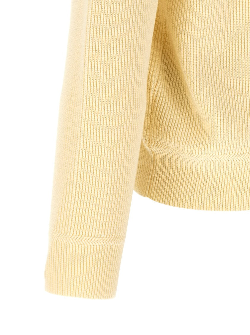 Stone Island Ribbed Cotton Sweater With Half Zip