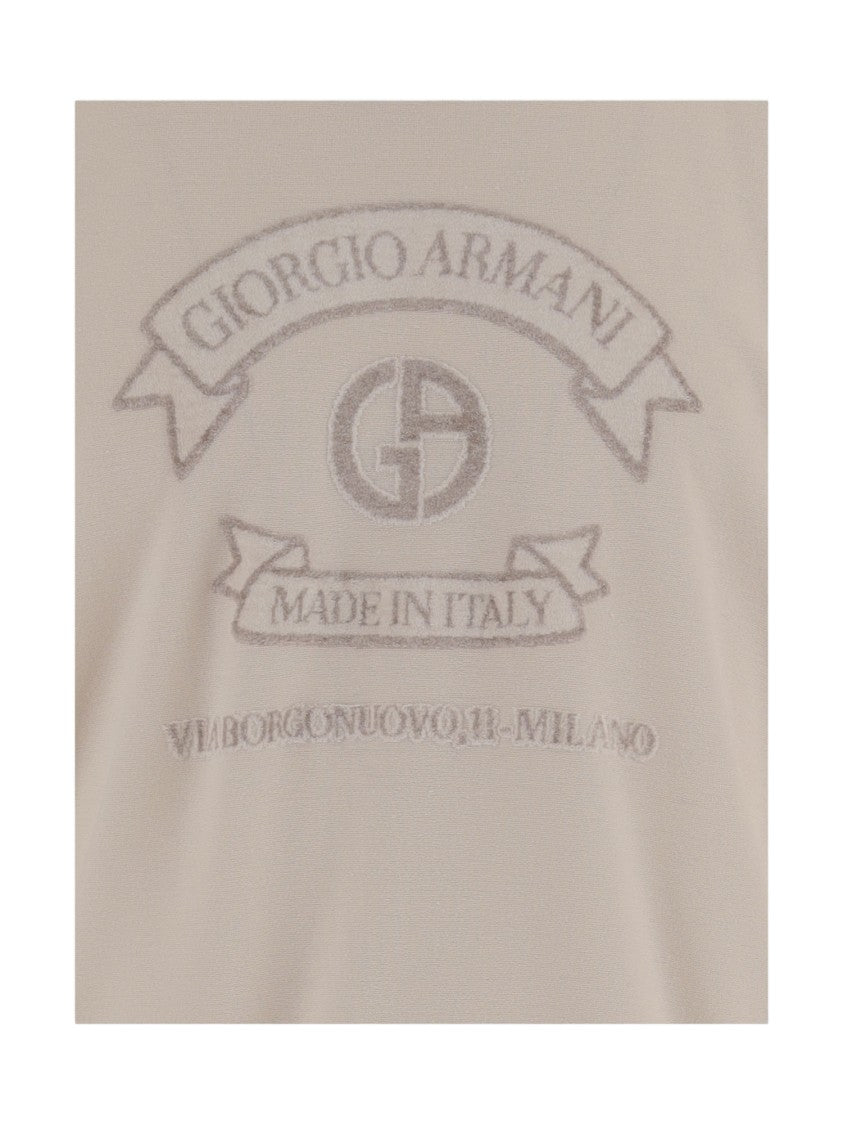 Giorgio Armani Viscose T-Shirt With Front Logo Print And Straight Hem