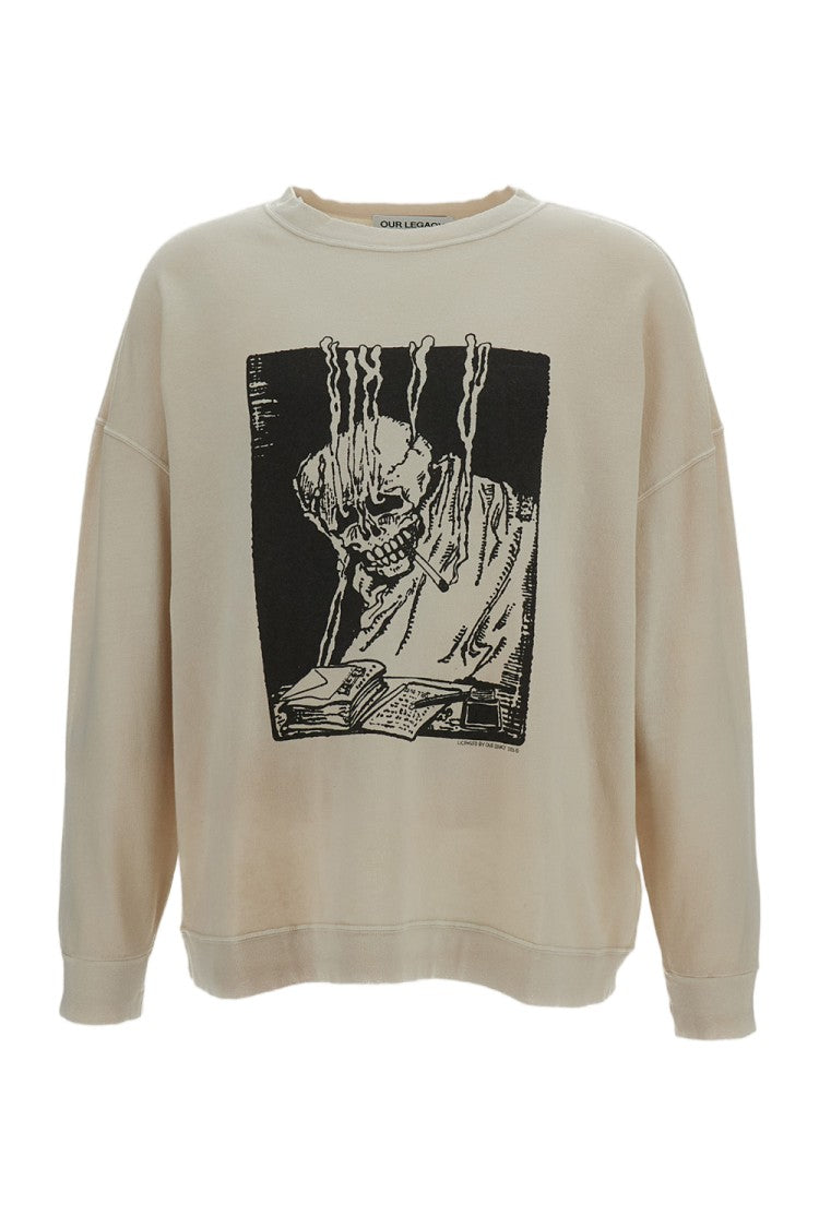Our Legacy Lightweight Cotton-Linen Blend Oversized Sweatshirt With Graphic Print
