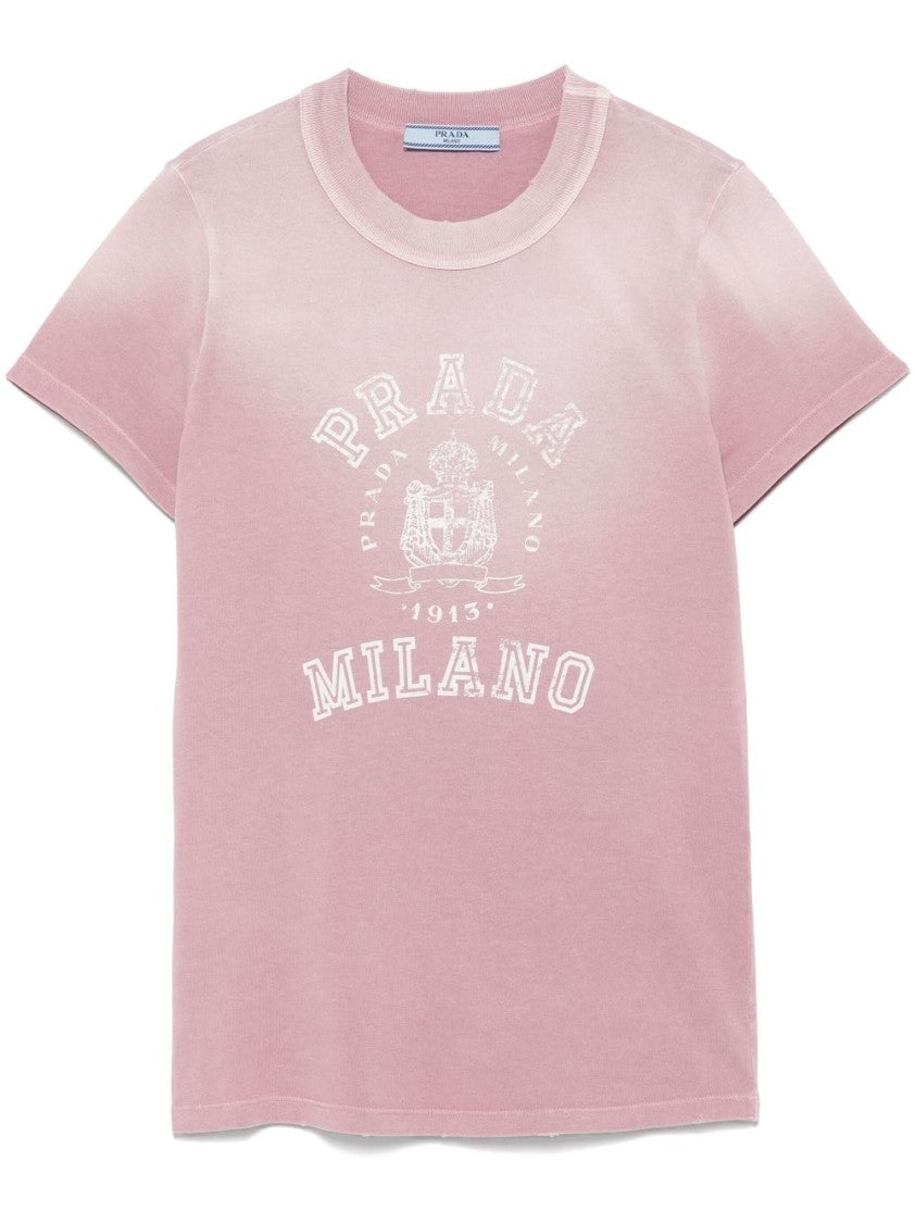 Prada Vintage-Inspired Graphic T-Shirt With Unique Cutout Detail