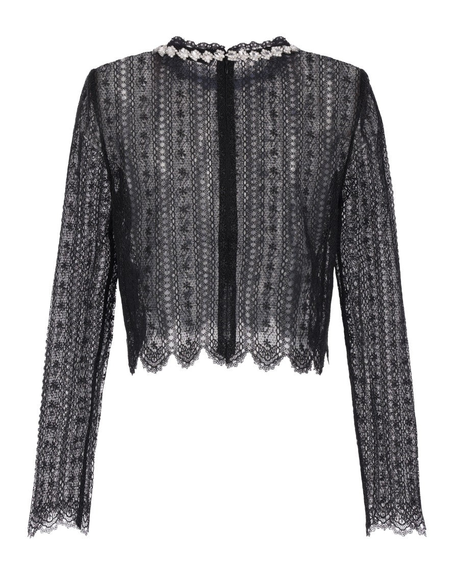 Self-Portrait Floral Lace Top With Crystal Detail