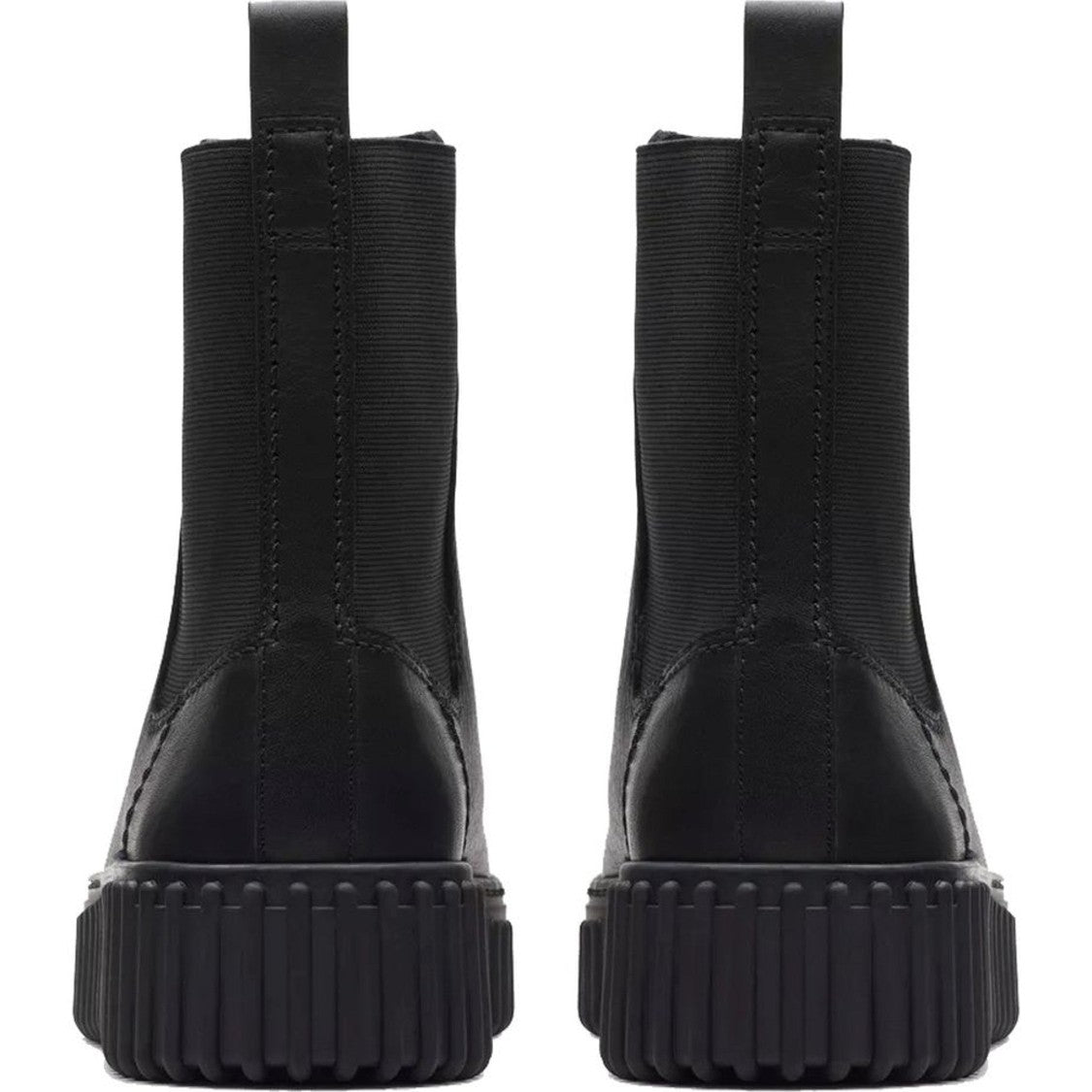 Clarks Torhill Maple Black Leather Elastic Side Panel Wedge Boots