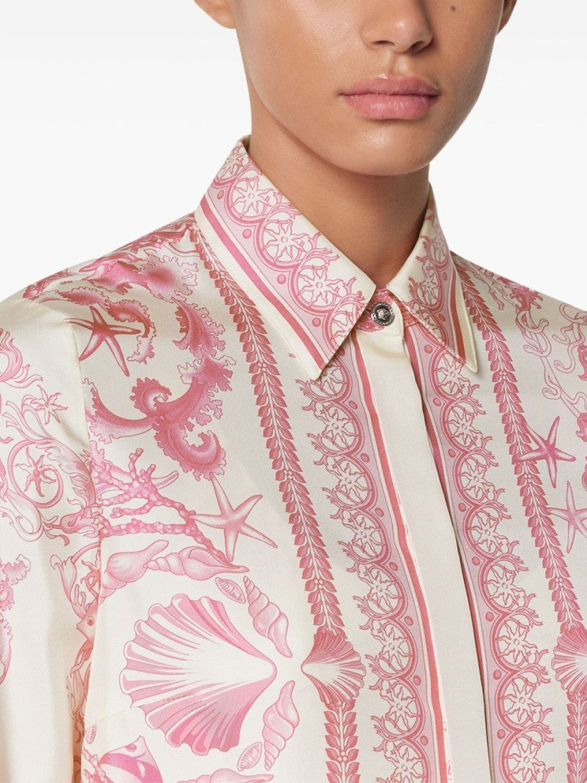 Versace Underwater Barocco Print Long-Sleeved Shirt