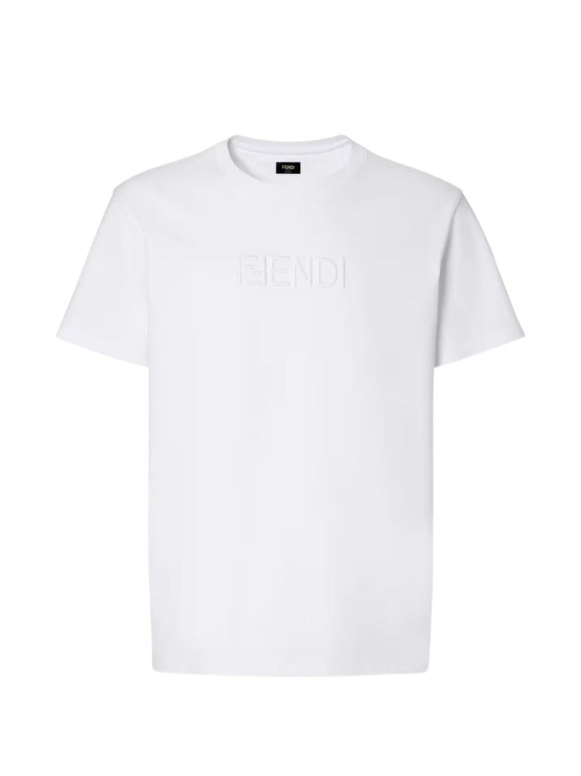 Fendi Black Cotton Slim-Fit Embroidered T-Shirt