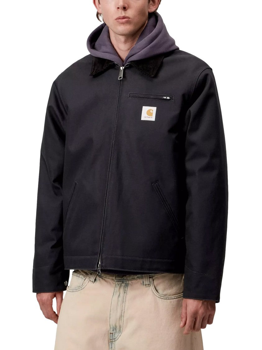 Carhartt Wip Boxy Black Detroit Jacket With Contrasting Corduroy Collar