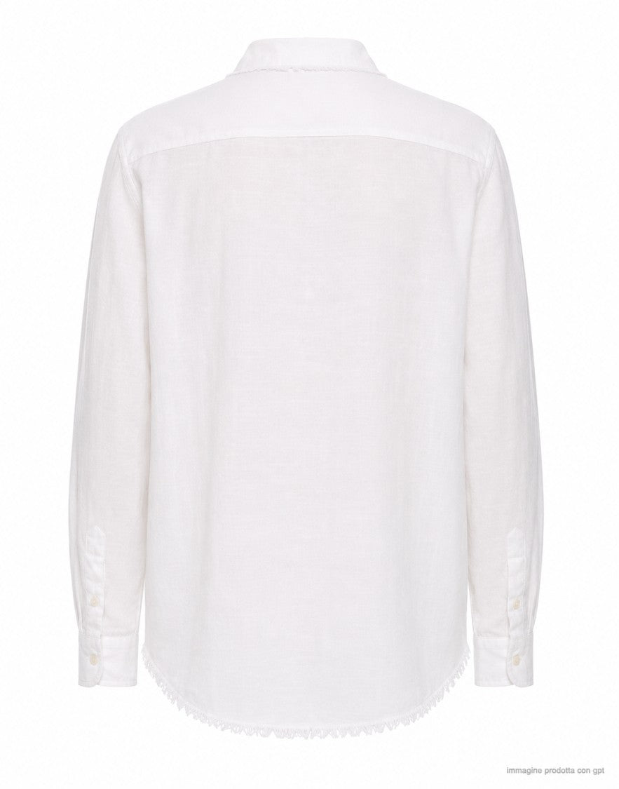 Atomofactory Ivory French Collar Raw Hem Shirt
