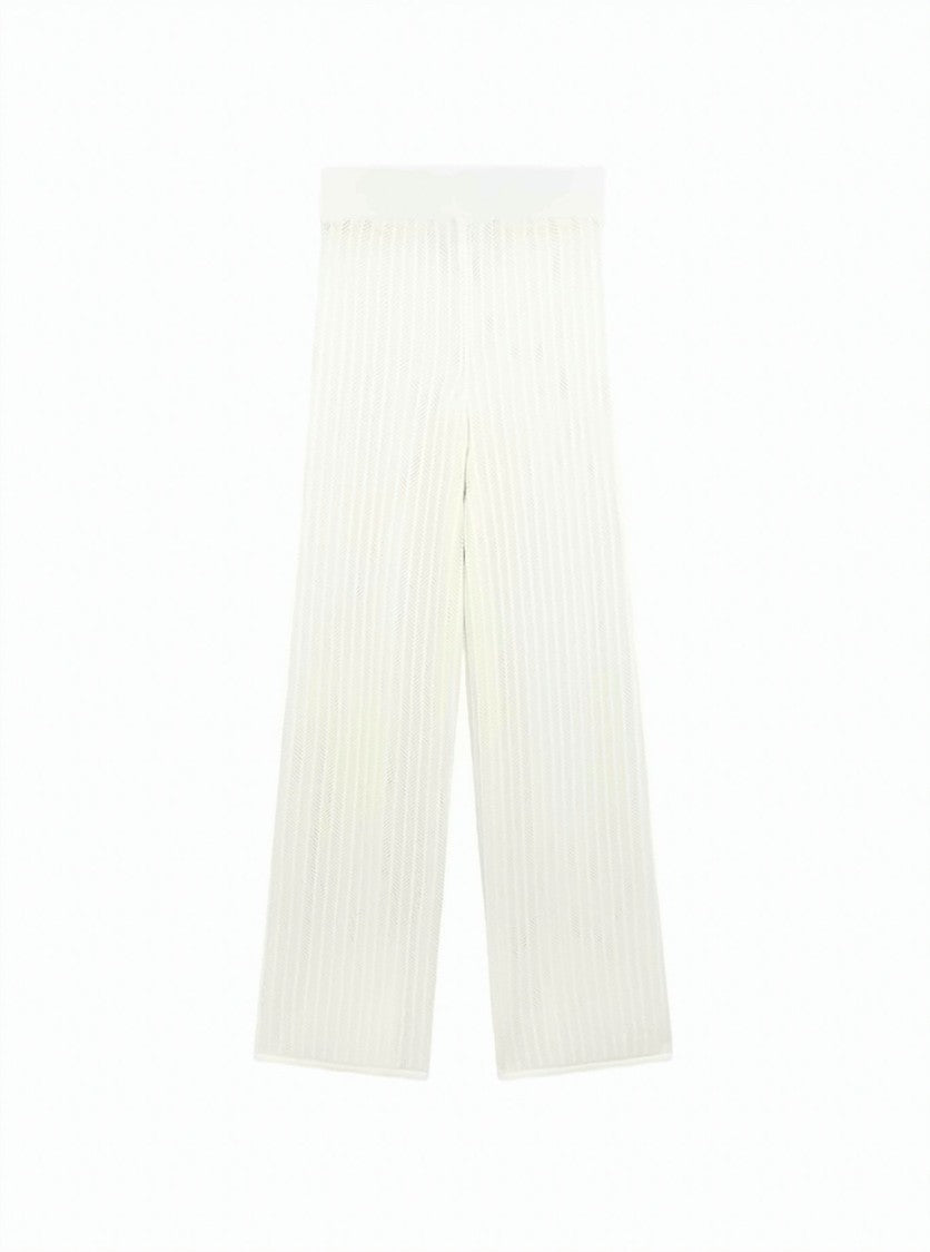 Alpha Studio High-Waisted Openwork Elastic Waistband Wide-Leg Pants